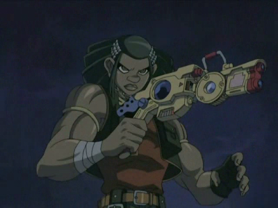 A man with his gun. It also doubles as a duel disk.